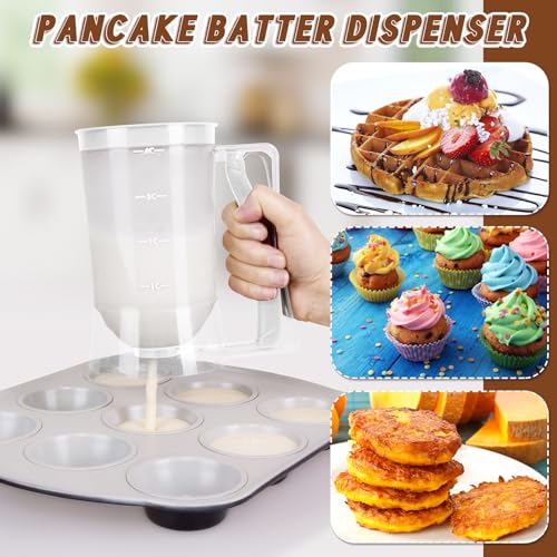 FillTouch 2 Pcs Handheld Batter Dispenser Squeeze Handle 4 Cups, White - color: White