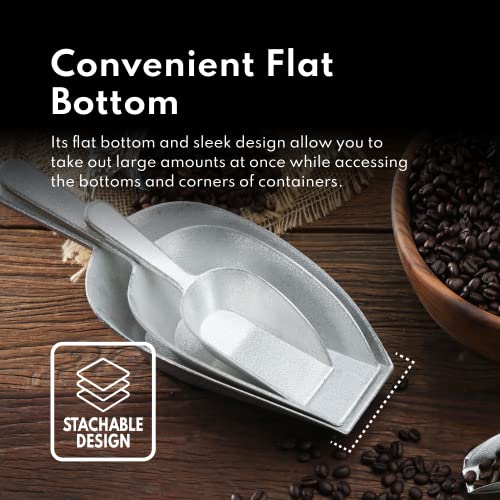 New Star Foodservice Cast Aluminum Flat Bottom Scoop, 4-Ounce, Silver - size: 4-Ounce
