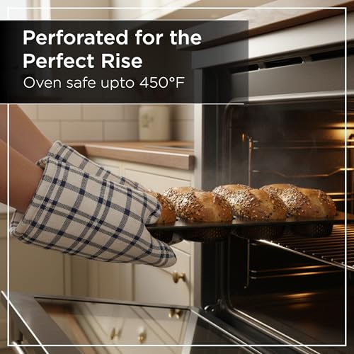 Wrenbury Perforated Hot Dog Bun Baking Pan - Nonstick Bread Mold