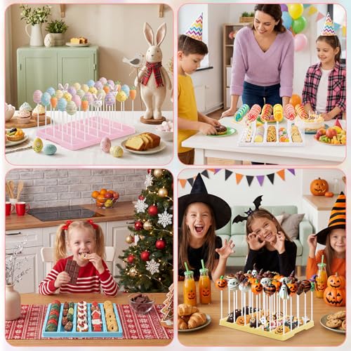 VIVIRBIEN Yellow Cake Pop Stand, 30 Holes Lollipop Display Holder Kit - color: yellow
