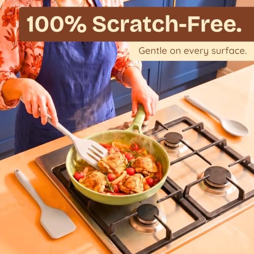 NonToxic Platinum Silicone Utensils, 100% Plastic-Free, 8-Pcs, Gray - color: Gray