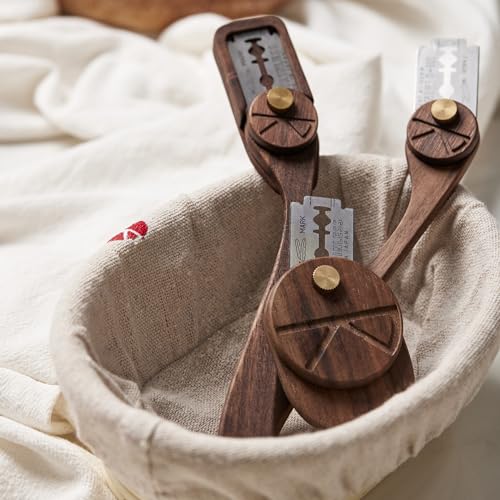 Bread Lame Set with Blade Cover, Two Scoring Knifes with 5 Feather Blades, Dough Scoring Tool for Bread Baking, Sourdough Scoring Tool Dexterous-Cut Series Lame Bread Tool (LUNA & ELEGANT) - style: Luna&Elegant with Cover
