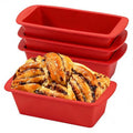 Silicone Bread Loaf Pan, Non-Stick Bread Pans for Baking,Flexible Silicone Baking Molds for Bread, Cake, Meatloaf (4PCS-Red) - color: 4PCS-Red