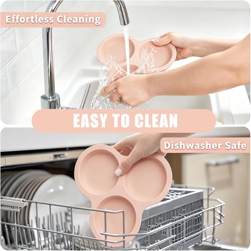 2 Pack 4 Inch Air Fryer Silicone Egg Molds Food Grade Non-Stick Heat Resistant Reusable Jumbo Round Muffin Pans for Egg Bites Breakfast Sandwiches Hamburger Buns Tart Pancake Baking - color: 3 Cup Egg Bite