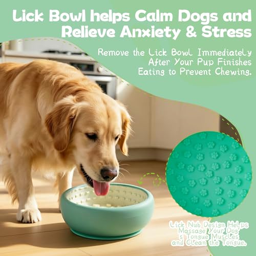 Dog Lick Bowl,Zorazio Anxiety Relief Dog Freeze Bowl,Non-Slip Slow Feeder Lick Bowl with Strong Suction Enrichment Puzzle Feeder for Distraction,BPA-Free Silicone,Dishwasher Safe - color: Dog Lick Bowl
