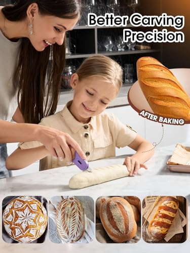 CLUEAPOP Bread Lame Sourdough Scoring Tool, Extractable & Magnetic Lame Scoring Tool, Bread Dough Cutter Slashing Razor Tool, Bread Scoring Tool for Sourdough Bread Baking - Scoring Knife - color: Purple