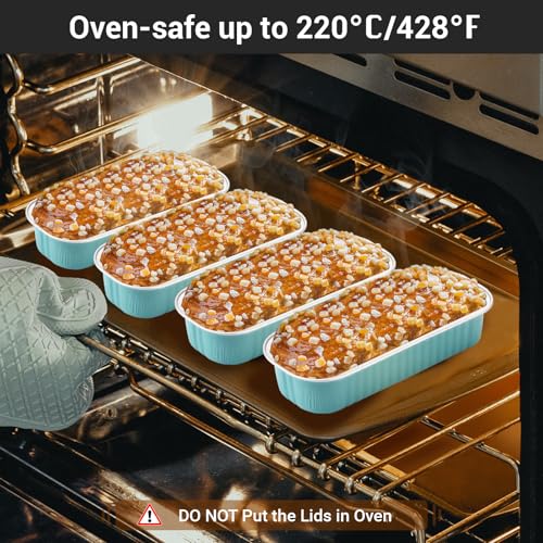EUSOAR Baking Cups with Lids, 25pcs 6.8oz 6.5"x2.5"x1.2" Disposable Aluminum Foil Mini Loaf Cake Pans Tin with Lids，Cupcake Ramekins Baking Cups Containers Cheesecake Creme Brulee Ramekins Pan - color: Blue, size: 25pcs