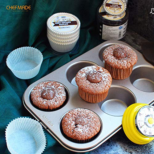 CHEFMADE Muffin Cake Pan, 6-Cavity Non-Stick Cupcake Pan Bakeware for Oven Baking (Champagne Gold) - size: Muffin 6 Cups