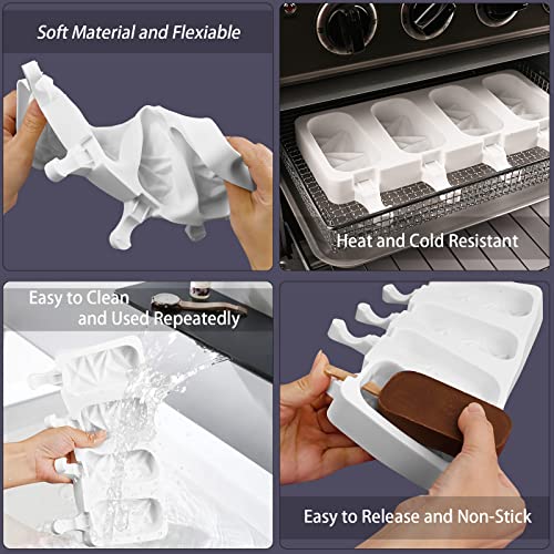 Sakolla 2 Pack 4 Cavities Diamond Shape Silicone Popsicle Molds - size: 2 Pcs Large Diamond - White