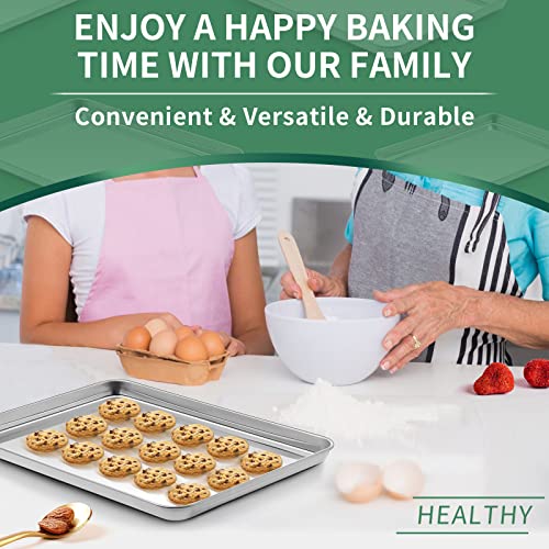 Baking Sheets Set of 2, HKJ Chef Cookie Sheets 2 Pieces & Stainless Steel Baking Pans & Toaster Oven Tray Pans, Rectangle Size 16 x 12 x 1 inch, Non Toxic & Healthy & Easy to Clean - size: 16inch