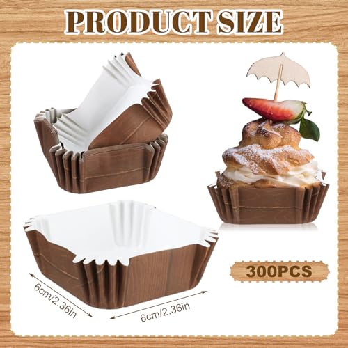 Maxcheck 300 Pcs Square Cupcake Liners 2.36'' Paper Baking Cups,Woodland - style: Woodland