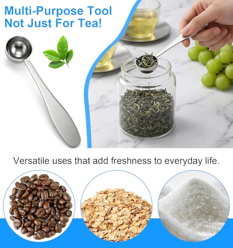 2 Pcs Tea Scoop, Teaspoon Measuring Spoons Stainless Steel (5ml, Silver)