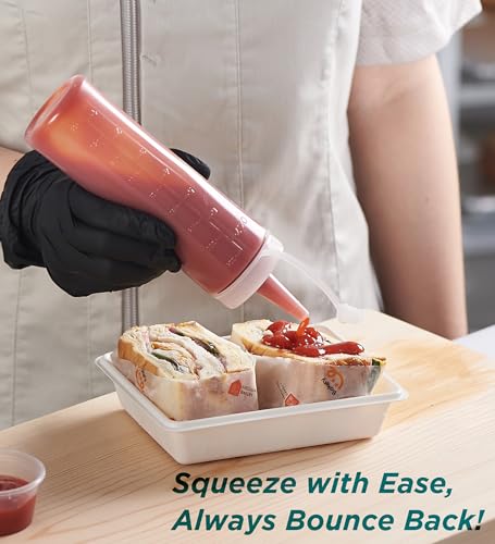 CURTA 6-Pack 8 oz Clear Condiment Squeeze Bottles, Single-Nozzle Caps