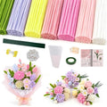 976PCS Pink Pipe Cleaner Flower Kit,7 Colors Soft Chenille Stems - color: Pink colour