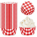 Whaline 300Pcs Red Plaids Cupcake Liners Red White Checkered Paper Baking Cups Small Muffin Cupcake Wrappers for Holiday Party Home Kitchen Supplies, 2 x 1.2 Inch - color: Red
