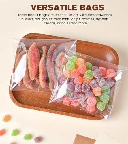 300 Pcs Cookie Bags with Seal, 4x6 Inches Self Sealing Cellophane Bags, Clear Cookie Bag Resealable Treat Bags for Packaging Cookies, Candy, Gifts, Favors, 3 Mils Individual Self Adhesive Wrappers - size: 4x6 Inch (Pack of 300)