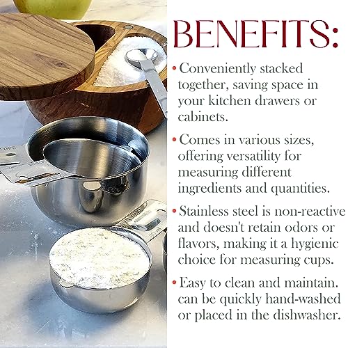 Bellemain Stainless Steel Measuring Cups Set of 6, Nesting Design - color: Stainless Steel