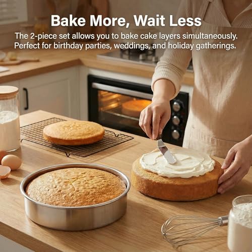 Hemoton Round Cake Pan Set of 2 Stainless Steel 7-inch