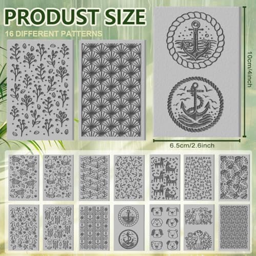 CHGCRAFT 16 Sheets Animal and Plant Clay Texture Mat Ocean Polymer Clay Texture Sheets DIY Tools for Pottery Earring Jewelry Making Stamp Engraving Machines, 4x2.6inch - style: Animal and Plant