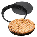 11-Inch Tart Pan Set, Nonstick Carbon Steel with Removable Bottom, 2 Pack - size: 11″