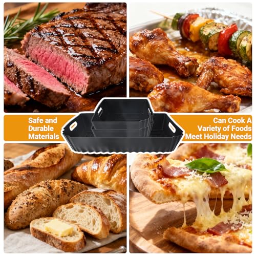 3 Pcs Silicone Baking Pans Set for Ninja SP0101 Digital Air Fry Oven, Reusable Air Fryer Liners, Easy to Clean