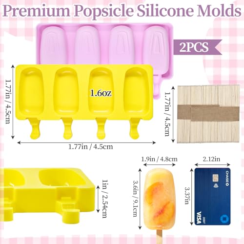 Popsicle Ice Cream Mold, 2-Pack Large Cakesicles Molds Silicone 8-Cavity