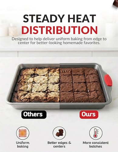 Boxiki Kitchen Non-stick 9x13 Rectangular Cake Pan - Durable Baking Pan for Oven Delights & Sheet Cakes - Non-Toxic, PTFE & PFOA Free - color: Gray