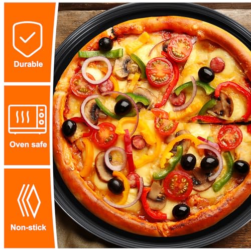 uxcell 2Pcs Pizza Pan with Holes, 9.4" Non-Stick Pizza Tray for Oven Perforated Pizza Baking Pans Pizza Bakeware for Home Restaurant Kitchen Baking, Black - size: 9.4"
