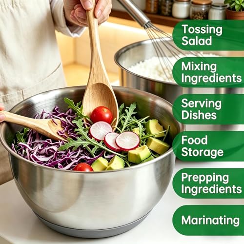 Deedro Mixing Bowls with Airtight Lids, Stainless Steel Mixing Bowls Set - color: Gray