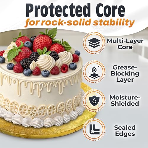Gold Cake Board 14 Inch, Round Cake Drum, 1/2 Inch Thick Cardboard - color: Gold, size: 14"
