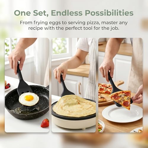 Small Silicone Spatula Set, Heat Resistant Mini Spatula for Serving - color: Black