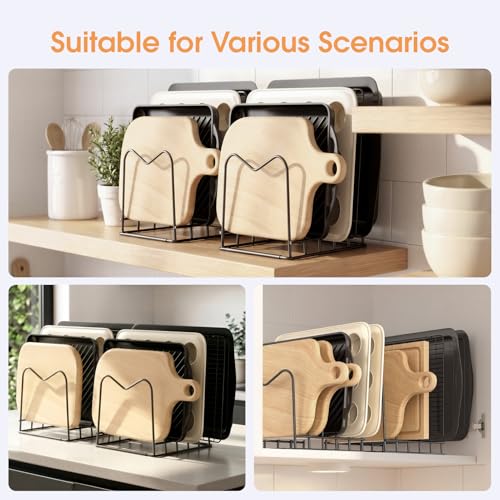ORDORA 2PC Cutting Board Organizer Holder, Baking Sheet Rack for Kitchen - size: 5Slot-2 Pack