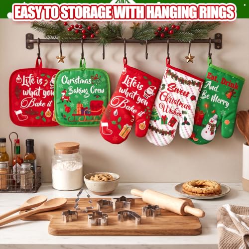 Qinyoung 48 Pcs Christmas Kitchen Oven Mitts Pot Holders, Cartoon Christmas - style: Cartoon Christmas