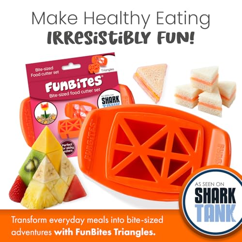 FunBites Sandwich Cutter for Kids Lunch, Crustless Bento 2-Pc Set, 1 Pack - color: Orange Triangles