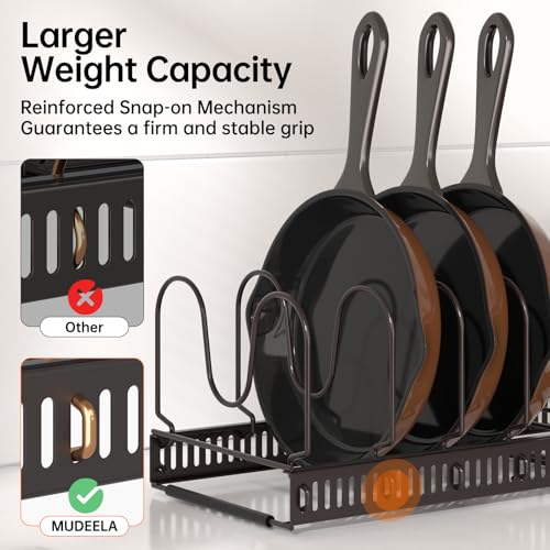 MUDEELA Expandable Pot Pan Lid Organizers inside Cabinet, 10 Divider-Bronze - color: Bronze, size: 10 Dividers