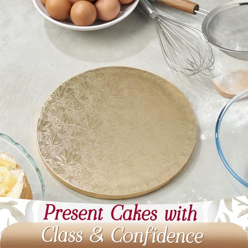 Cakebon Cake Boards 8" Gold Round Cake Drums 1/2" Thick Smooth Edge 1Pack - color: Gold, size: 8 Inch