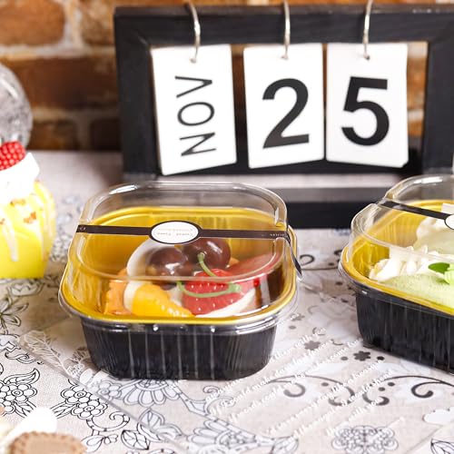 Mini Halloween Baking Pans with Lids, 50 Pack for Holiday Treats - color: Black Glod, size: 10 oz