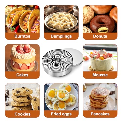 12-Piece Round Cookie Cutter Set - size: 12PCS Round Silver
