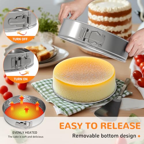 ZeroPone 9 Inch 304 Stainless Steel Springform Pan with Removable Bottom - size: 9 Inch
