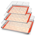 TeamFar Stainless Steel Baking Sheet Pan with Rack & Mat - 16/12.5/10.5inch