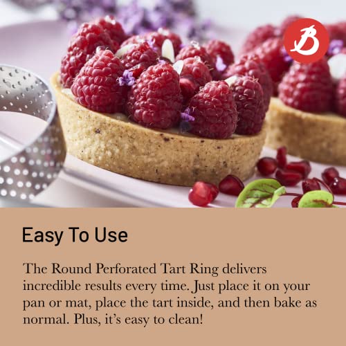 de Buyer Perforated Round Tart Ring - 2” Diameter, 0.8” Height - Perfect for Baking Beautifully Crisp Tarts - Easy to Use & Clean - Made in France - size: 1 Count (Pack of 1)