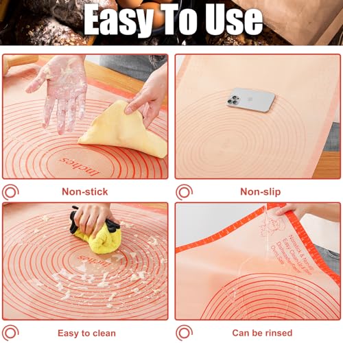 Silicone Pastry Mat Large Baking Mat 36X24 inch Dough Mat with Measurements - color: Red, size: 24"L x 36"W