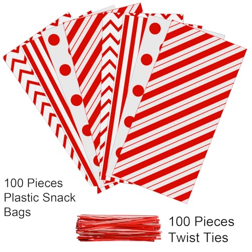 Aneco Red Cellophane Bags 100 Pack 10.6 x 5.1 Inch - color: Red