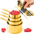 13pcs Gold Stainless Steel Measuring Cups and Spoons Set, 8 Double-Sided Magnetic Measuring Spoons Set & 4 Metal Measuring Cups & 1 Leveler for Kitchen Dry & Liquid Cooking Baking - color: Gold