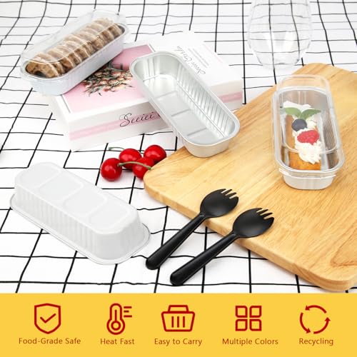 LNYZQUS Mini Loaf Pans with Lids 100 Pack, 6.8oz Small Cake Tins - color: White, size: 6.8 oz