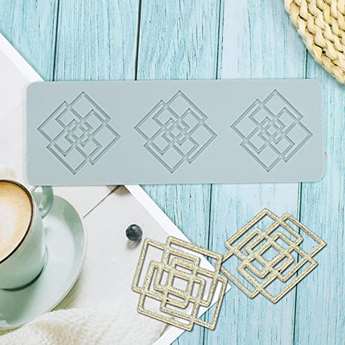 TUKE Silicone Mold 3D Multi Pattern Geometric Fondant Lace Pad Cake Mold, Mo Gray (C 8.92x3.08x0.12inch) - size: C_8.92x3.08x0.12inch