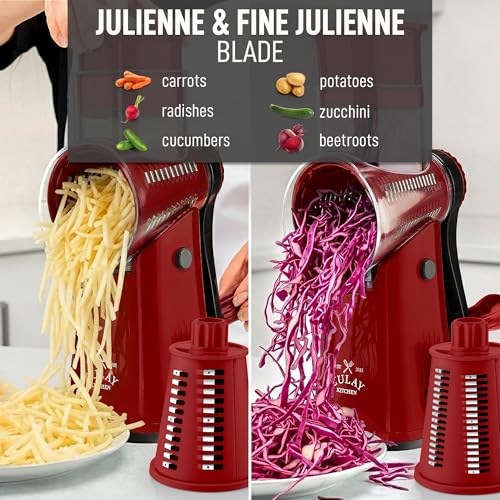 Rotary Cheese Grater Hand Crank, Vegetable Shredder - Red - color: 14 - Maroon