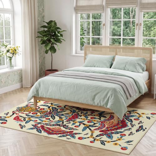 4x6 Red Peony Area Rug, Soft Low Pile - color: Red Peony, size: 4' x 6' (Rectangular)