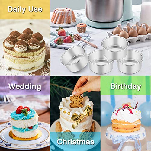 TeamFar 4 Inch Cake Pan, 6 Pcs Stainless Steel Round Baking Cake Pans Set - size: 4 Inch