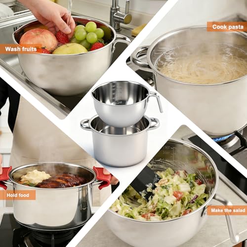 Double Boiler Pot Set 2.1QT & 3.0QT, Stainless Steel Chocolate Melting Pot - size: 2000 ml + 2800 ml